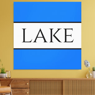 LAKE Sportief Fun Helderblauw Wit Zomer Strepen Canvas Afdruk