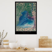 Lake St Clair Michigan - Ontario Satellite Map Poster (Keuken)