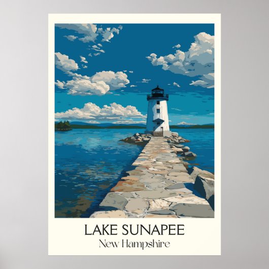 Lake Sunapee New Hampshire Lighthouse Poster (Voorkant)