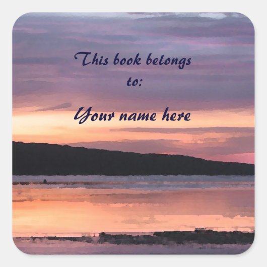 Lake Sunset Boekplaat Vierkante Sticker (Voorkant)