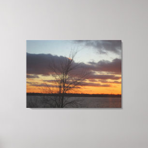 Lake Sunset Canvas Double Panel - 33,70 x 24 inch Afdruk