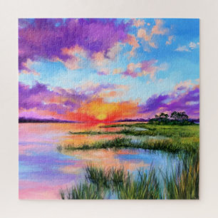 Lake Sunset Mooie Landschap Jigsaw Puzzel
