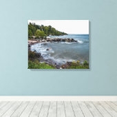 Lake Superior Coastline Canvas Print (Insitu (Houten vloer))