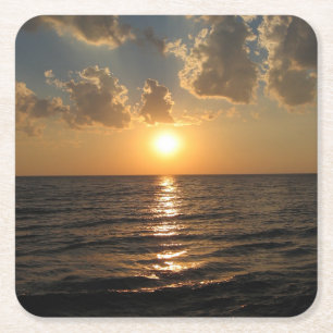 Lake Superior Zonsondergang Coaster Vierkante Kartonnen Onderzetter