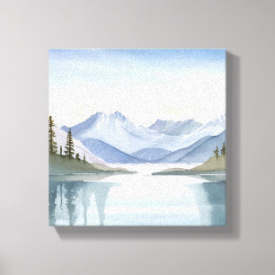 Lake Tahoe Aquarel Berglandschap Canvas Afdruk