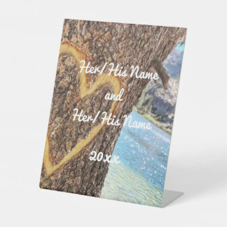 Lake Tahoe Blue Water Tree Heart Love Reclamebord Met Voetstuk