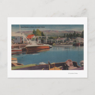 Lake Tahoe, CA - Boat Harbour in Bijou Wooden Briefkaart