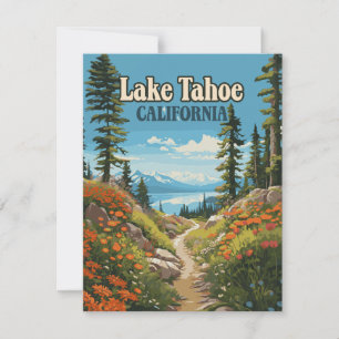 Lake Tahoe California Nevada Retro Travel Kaart