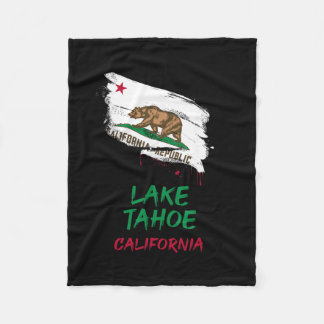 Lake Tahoe California Paint Splatter Flag Vacation Fleece Deken