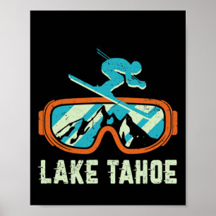 Lake Tahoe California Retro  skiën en zonnen Poster