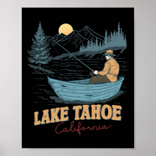 Lake Tahoe Californië Grappige Zomer Vissen Kamper Poster