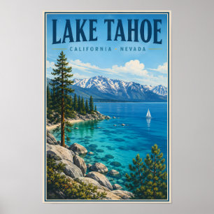 Lake Tahoe Californië Nevada Illustratie Reizen Poster