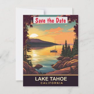 Lake Tahoe, Californië, Reisansichtkaart, Save The Date