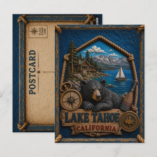 Lake Tahoe Californië Reisansichtkaart Vintage Rei Briefkaart