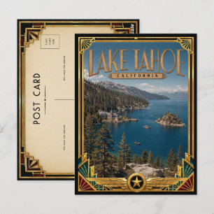 Lake Tahoe Californië Vintage Art Deco Gouden Tijd Briefkaart