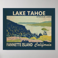 Lake Tahoe Fannette Island Californische Vintage