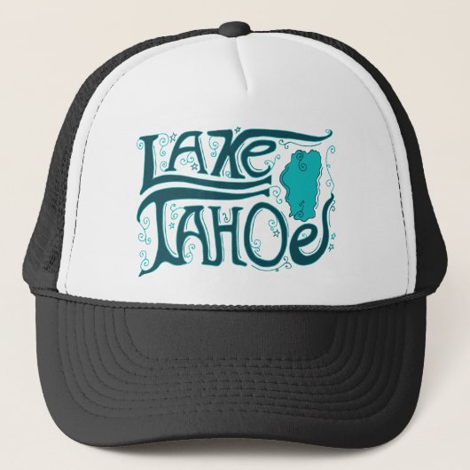 Lake Tahoe Hand Drawn Logo Trucker Pet (Voorkant)