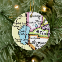 Lake Tahoe Kaart Keramisch Ornament
