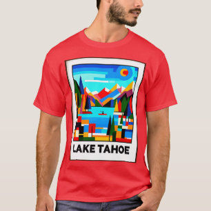Lake Tahoe kubisme kunst unieke geometrische Lake  T-shirt