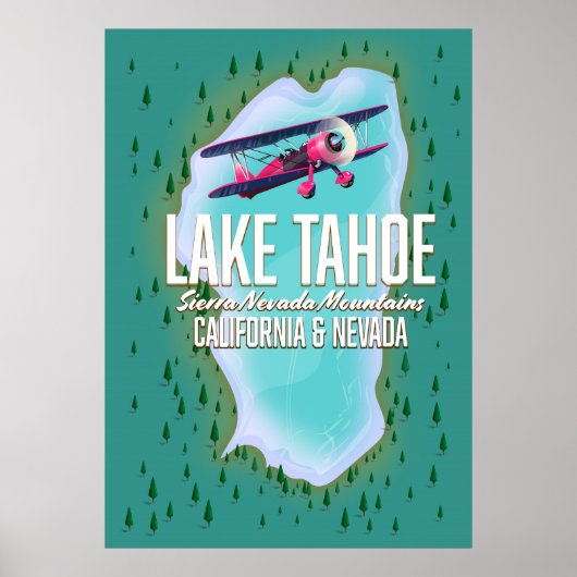 Lake Tahoe map travel poster (Devant)