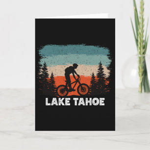 Lake Tahoe Mountainbiken Zonsondergang Retro Vinta Kaart