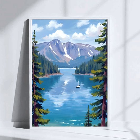 Lake Tahoe Mountains schilderij Poster