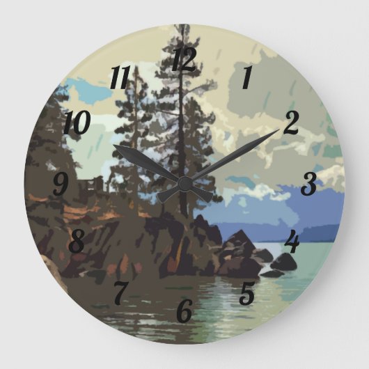 Lake Tahoe Sand Harbor Clock Grote Klok (Voorkant)