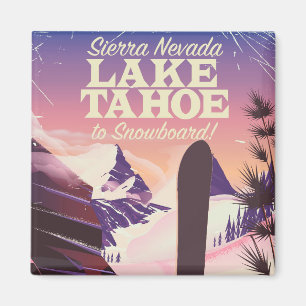 Lake Tahoe Sierra Nevada USA Snowboarding poster Magneet
