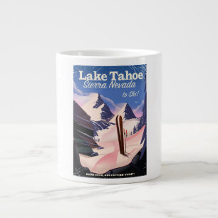 Lake Tahoe Sierra Nevada vintage skiposter Extra Grote Mok