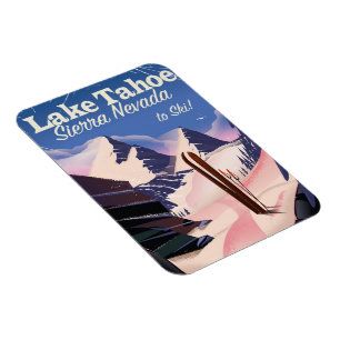 Lake Tahoe sierra nevada vintage skiposter Magneet