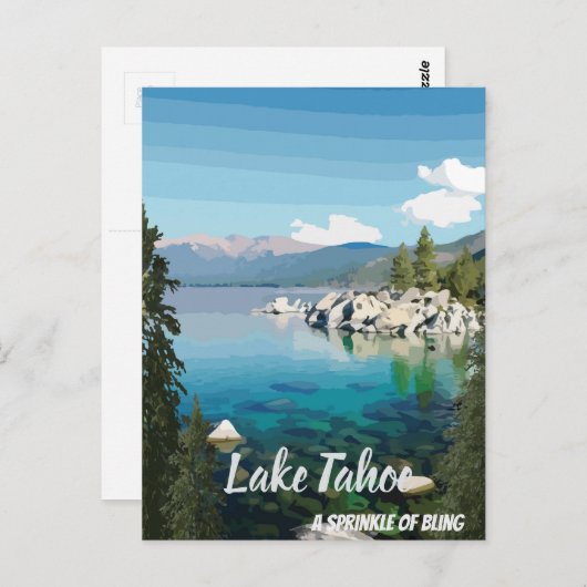 Lake Tahoe Une arrosage Carte postale California & (Devant / Derrière)