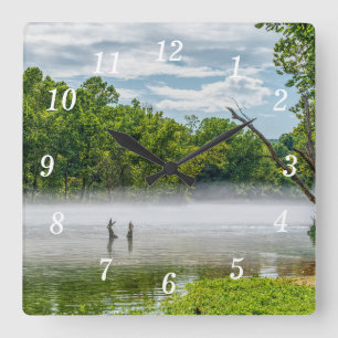 Lake Taneycomo Zomer Mist Wandklok Vierkante Klok