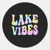 Lake Vibes Funny Vissende Varen Vrouwen Gir Ronde Sticker (Voorkant)