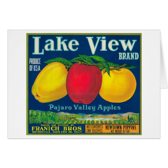 Lake View Apple Étiquette - Watsonville, CA (Devant horizontal)