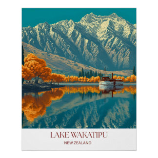 Lake Wakatipu Print | New Zealand Wall Art Perfect Poster