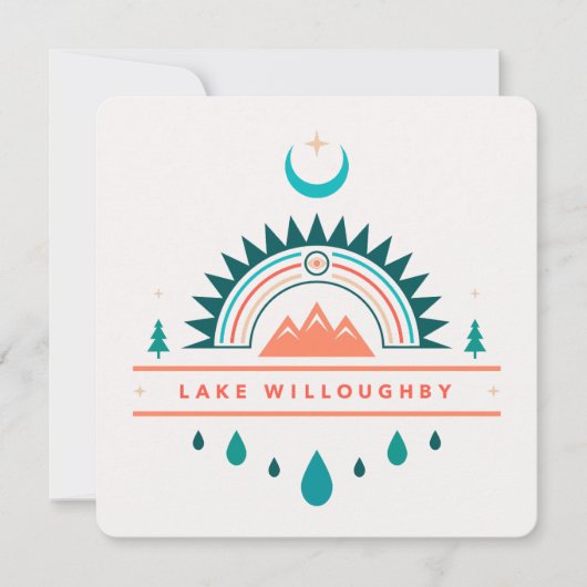 LAKE WILLOUGHBY boho regenboog maan Kaart (Voorkant)
