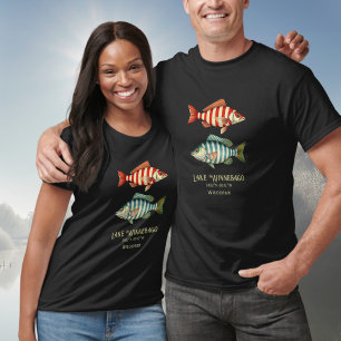 Lake Winnebago Wisconsin nautische vis T-shirt