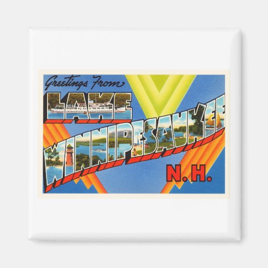 Lake Winnipesaukee #2 New Hampshire NH Oude reizen Magneet (Voorkant)