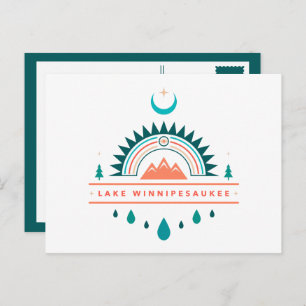 Lake Winnipesaukee Boho Regenboog Maan Briefkaart
