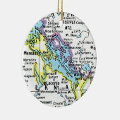 Lake Winnipesaukee Kaart Keramisch Ornament (Rechts)