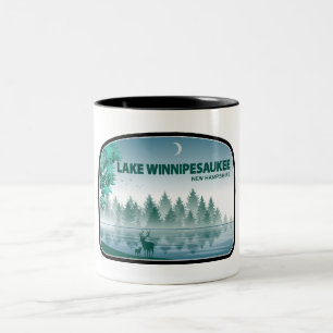 Lake Winnipesaukee New Hampshire Herten Tweekleurige Koffiemok