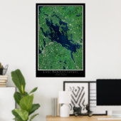 Lake Winnipesaukee New Hampshire Satellite Map Poster (Thuiskantoor)