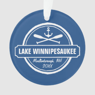 Lake Winnipesaukee NH aangepaste stad, naam, anker Ornament
