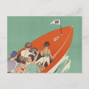 Lake Winnipesaukee NH Railroad Vintage Travel Briefkaart