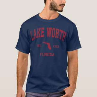 Lake Worth Florida FL Vintage Sportontwerp Rood Dr T-shirt