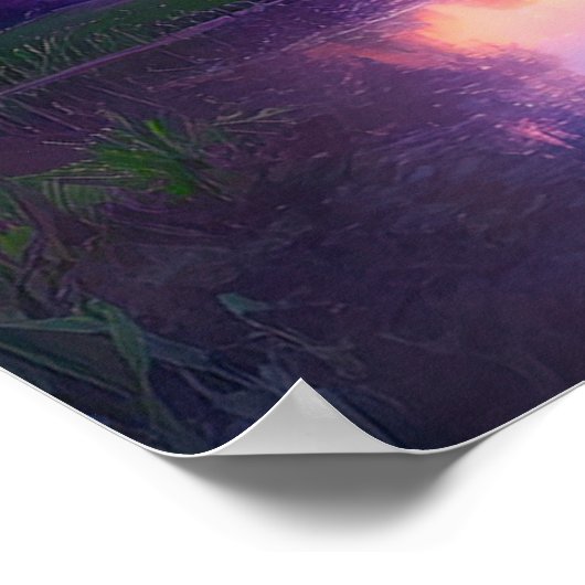 Lakefront Twilight in het bos Poster (Hoek)