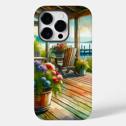 Lakehouse Uitzicht Deck and Flowers Case-Mate iPhone Case (Achterkant)