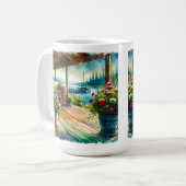  Lakehouse Uitzicht Deck and Flowers Koffiemok (Voorkant links)