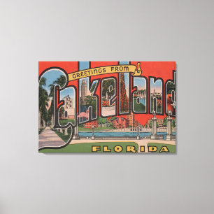 Lakeland, Florida - Grote Letter-scènes Canvas Afdruk
