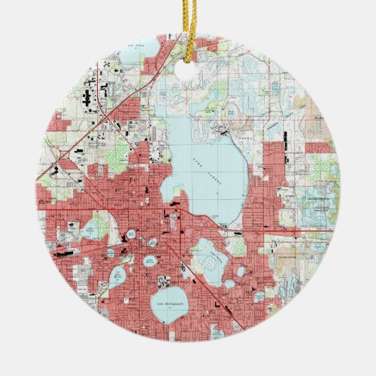 Lakeland Florida Map (1994) Keramisch Ornament (Voorkant)